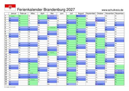 jahreskalender, ferienkalender: brandenburg