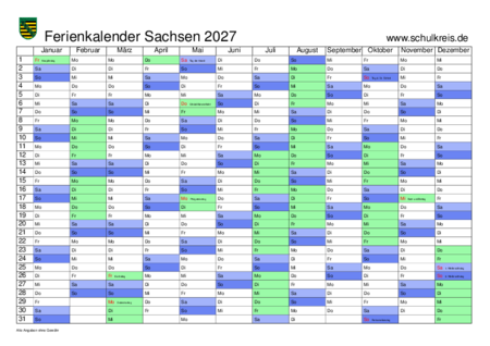Kalender sachsen 2027