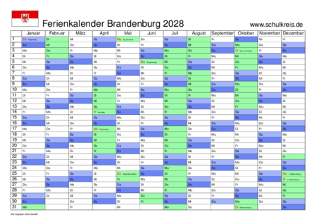 jahreskalender, ferienkalender: brandenburg